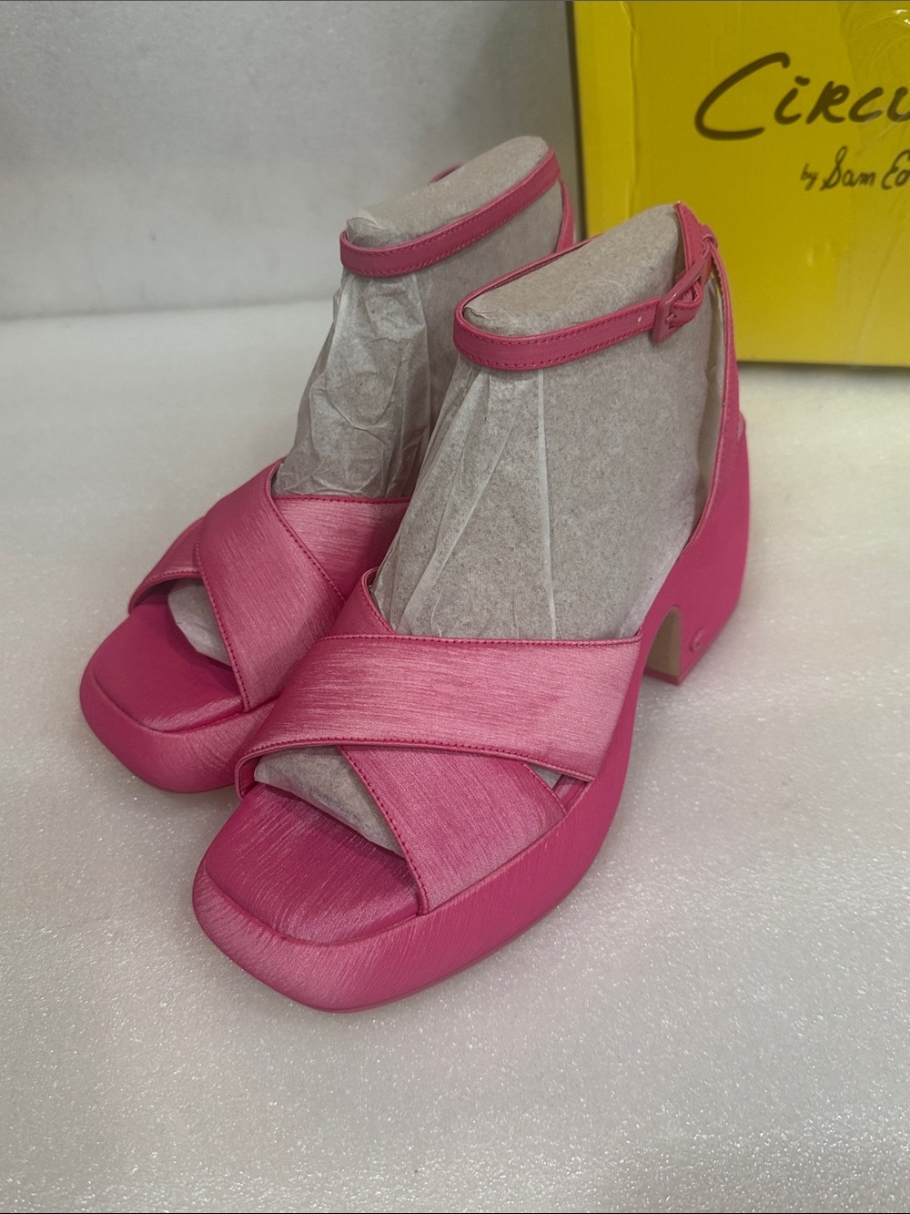 Sam Edelman Isadora Pink Girly Block Heel Sandal Party Vacation Barbie size 10